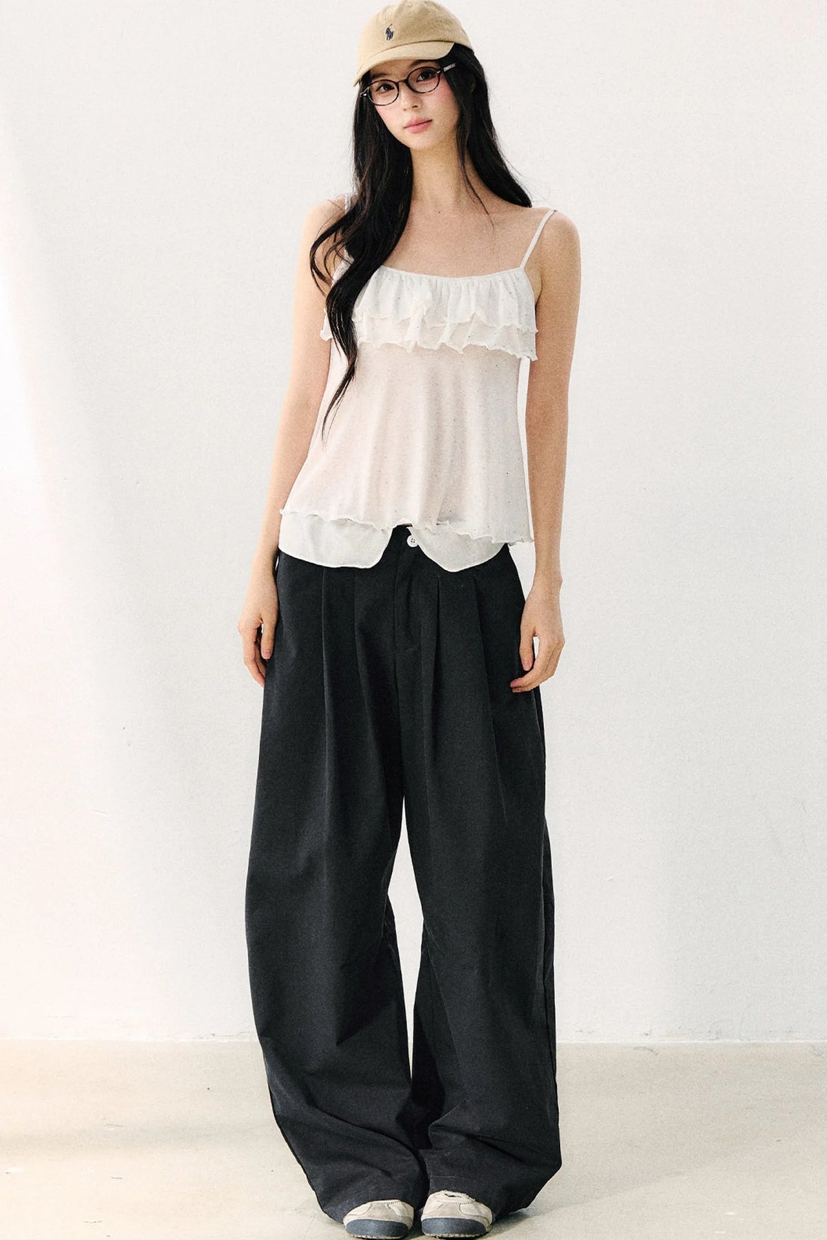 Bow Tie Sheer Cardigan And Camisole Set-Up