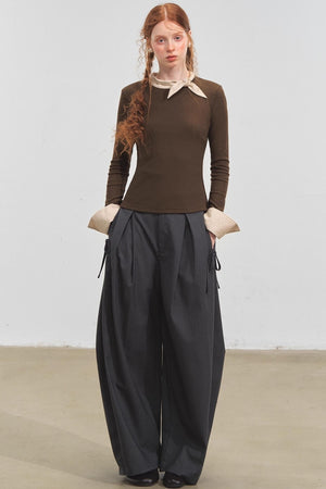 Bow Tie Slim Knit Top