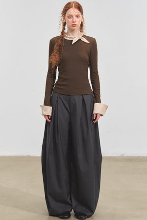 Bow Tie Slim Knit Top
