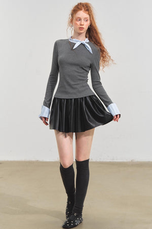 Bow Tie Slim Knit Top