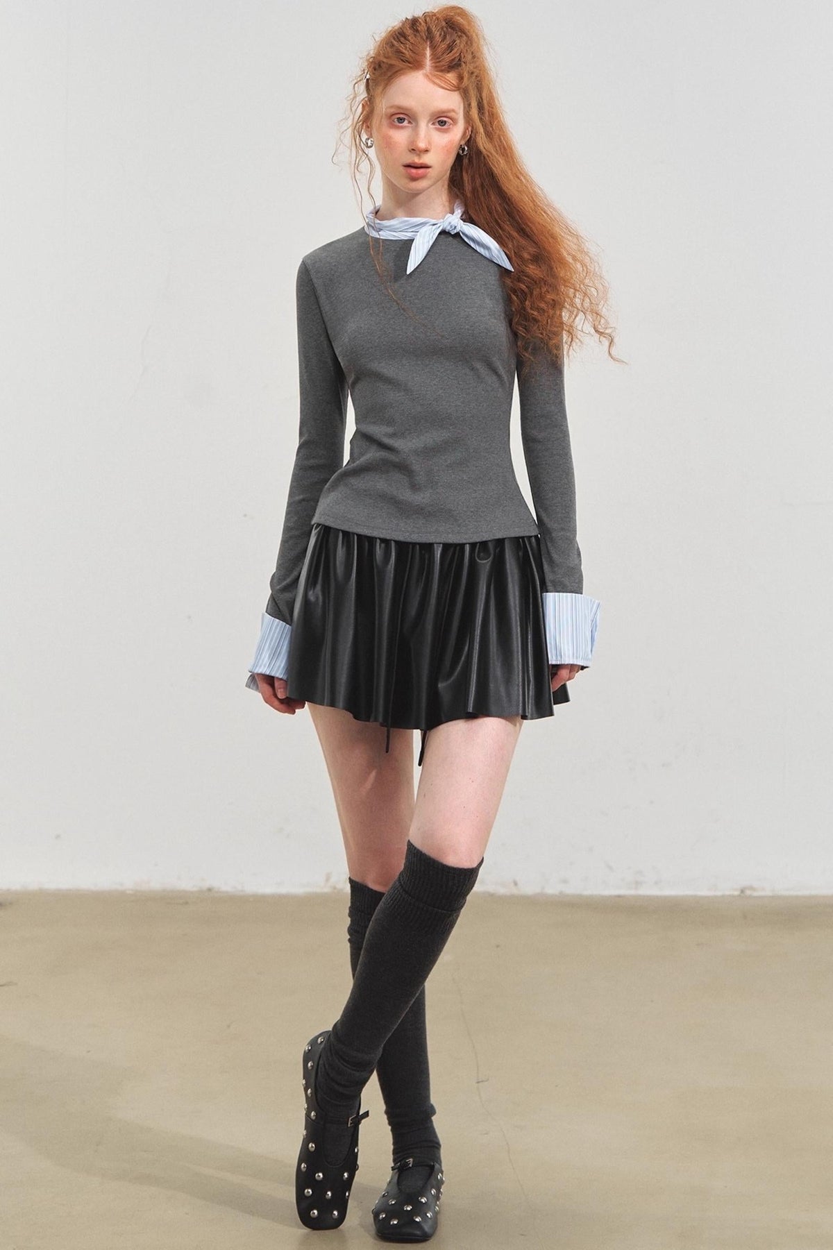 Bow Tie Slim Knit Top