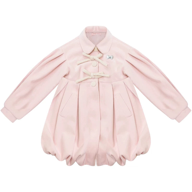 Bowknot Doll Collar Woolen Coat