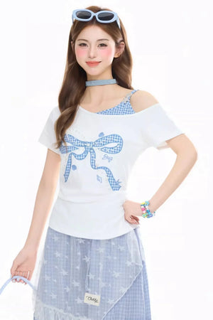 Bowknot One-Shoulder Top