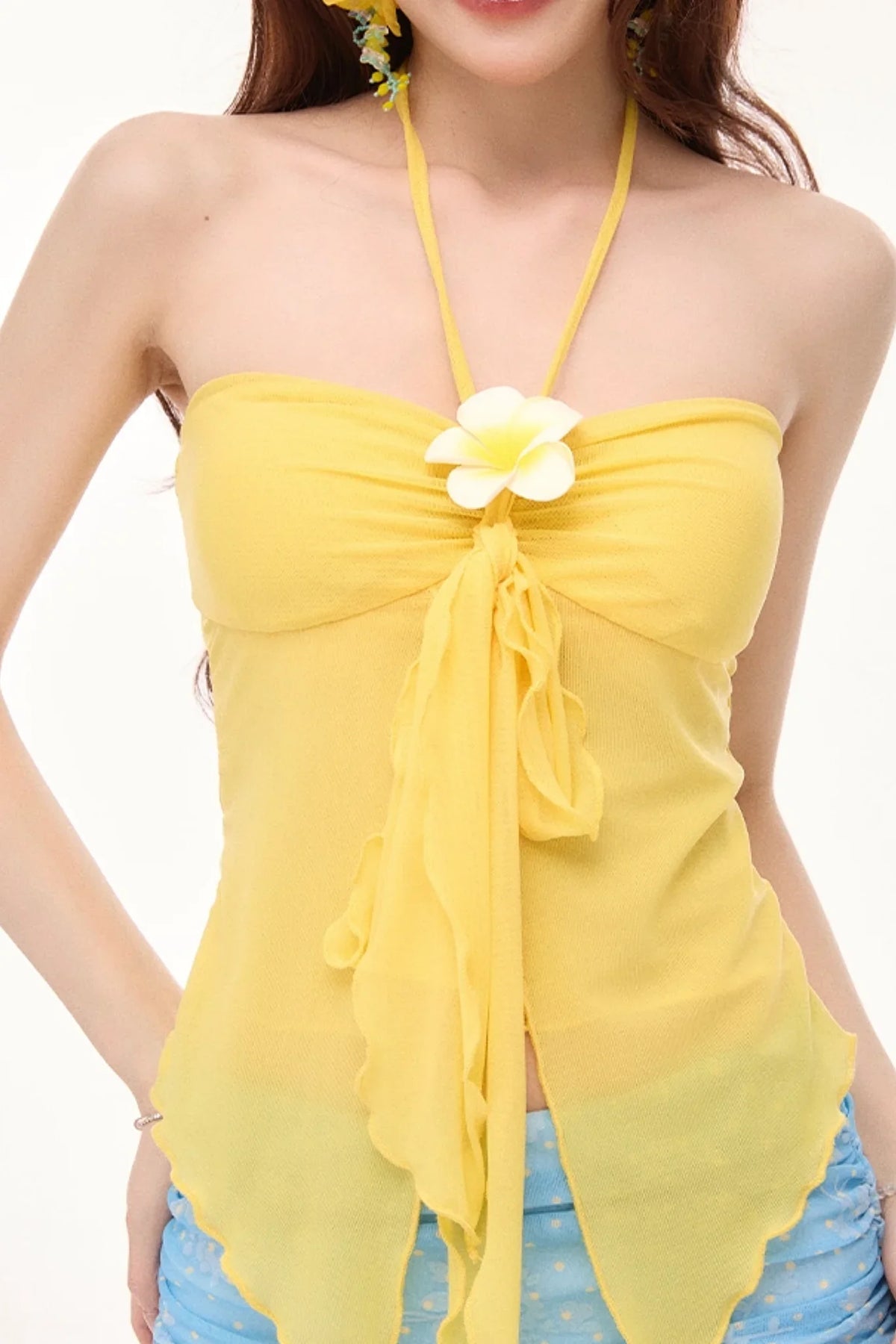 Bright Halter Floral Skirt Set-Up