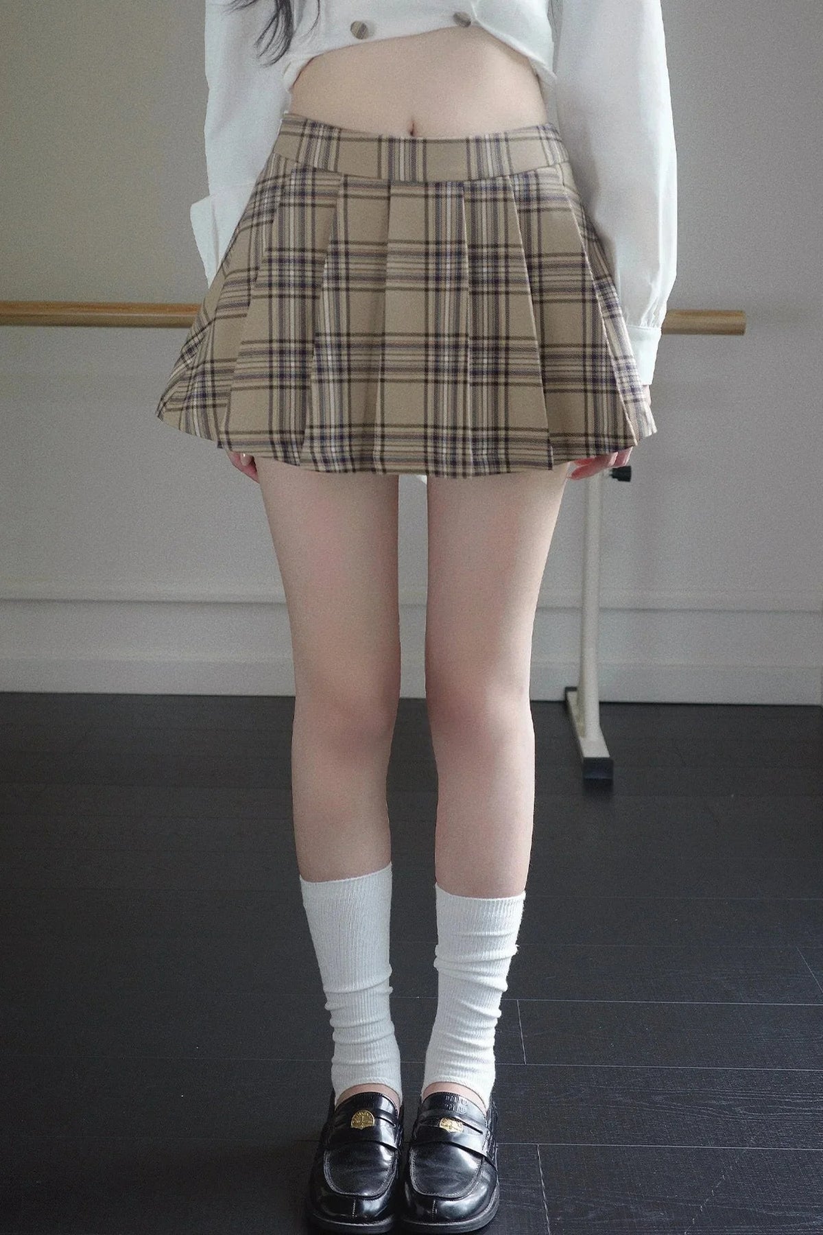 British-Style Pleated A-Line Skirt