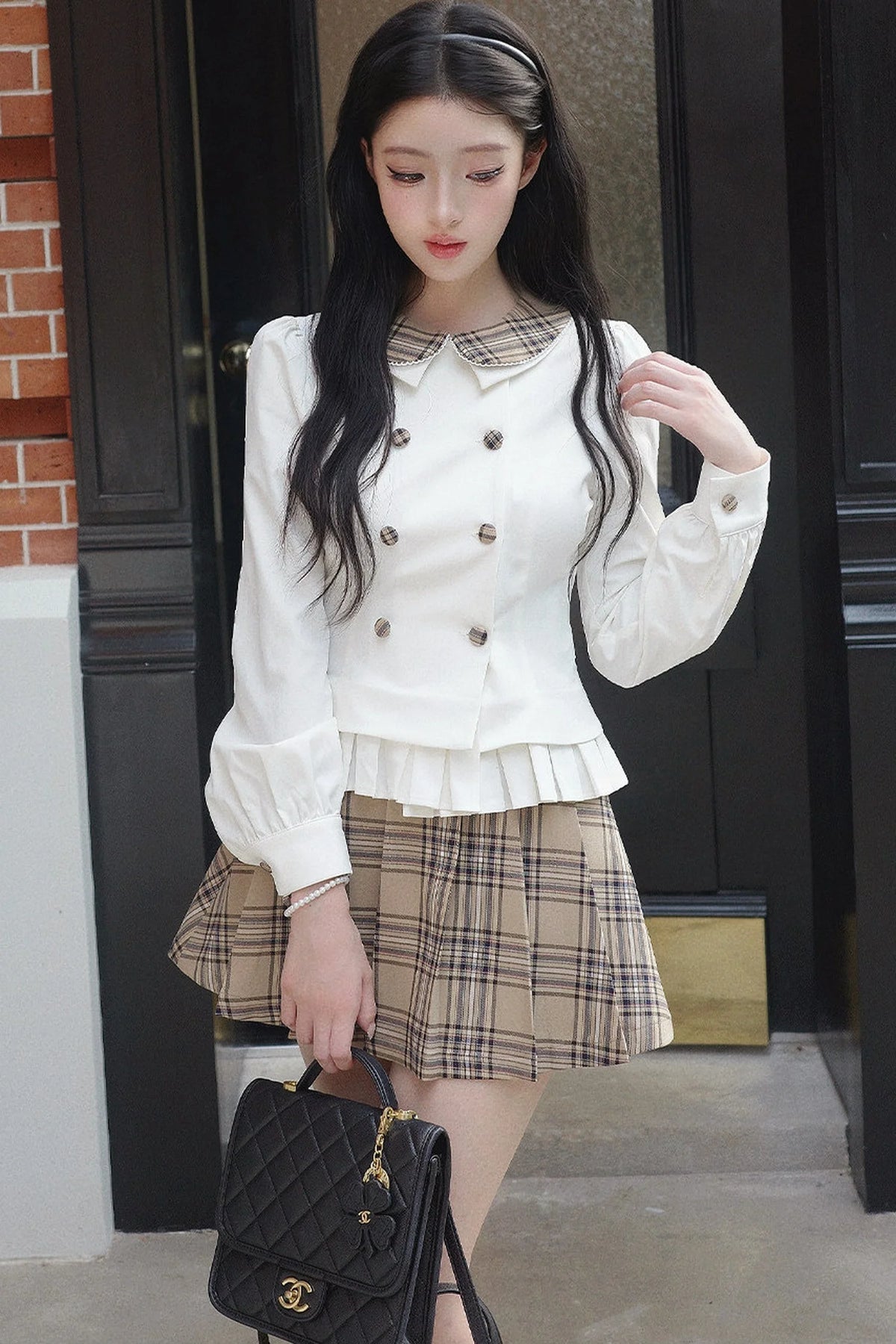 British-Style Pleated A-Line Skirt