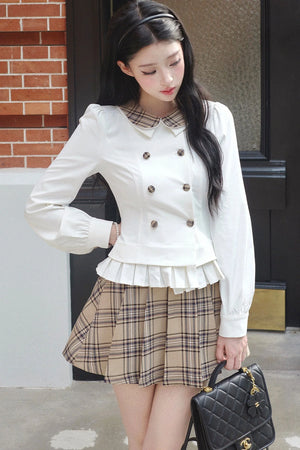 British-Style Pleated A-Line Skirt