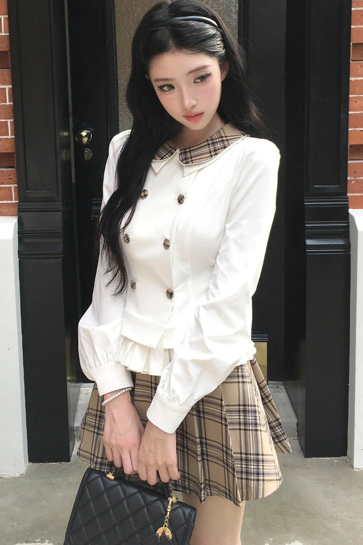 British-Style Pleated A-Line Skirt