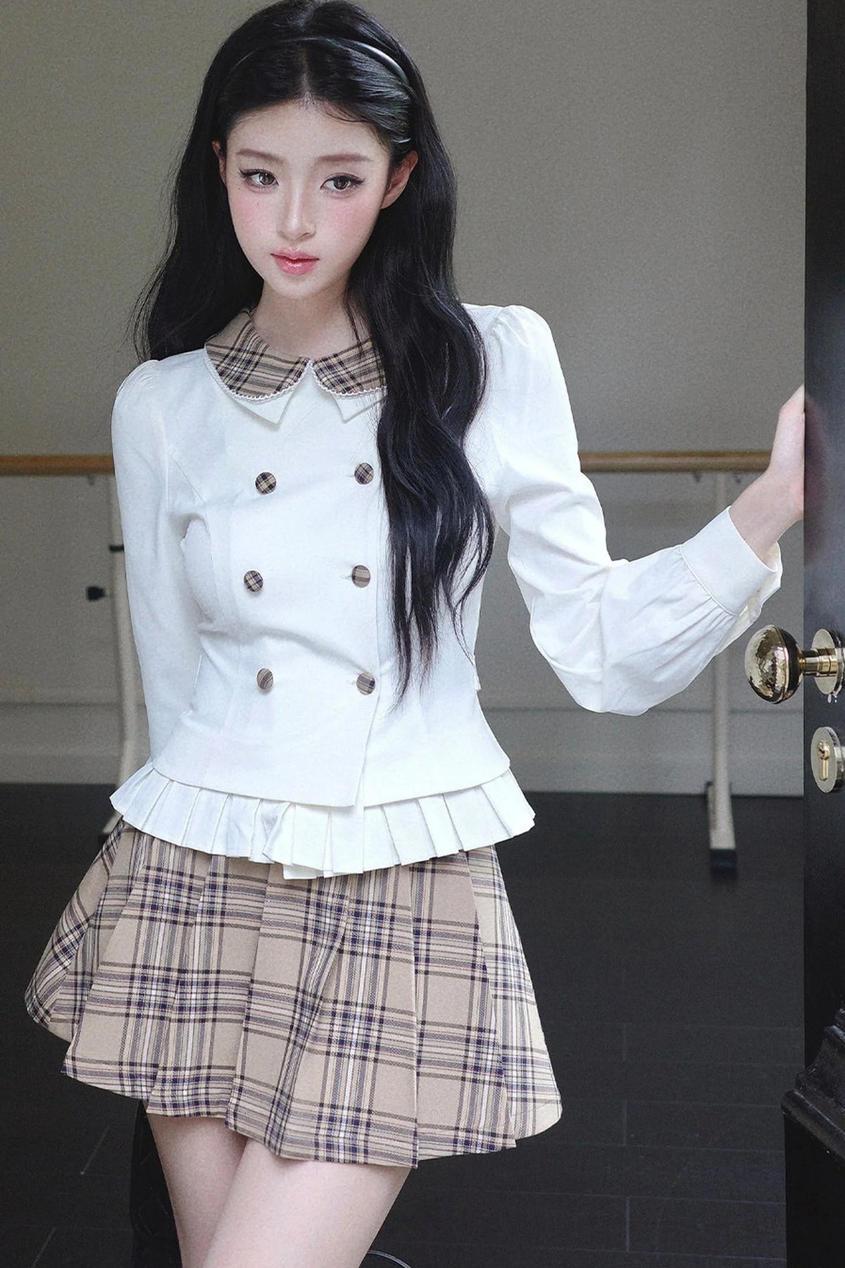 British-Style Pleated A-Line Skirt