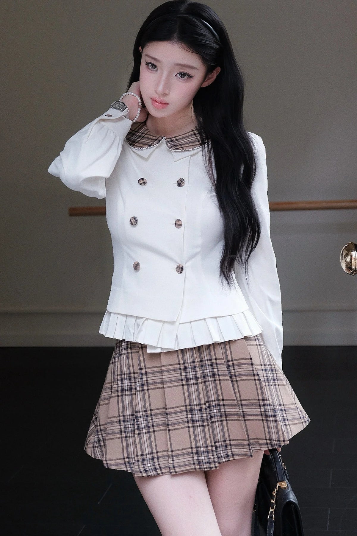 British-Style Pleated A-Line Skirt