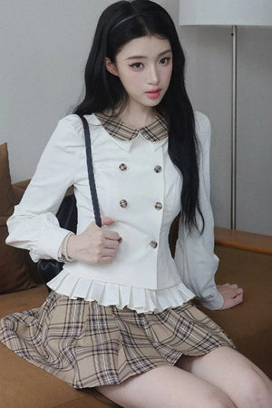 British-Style Pleated A-Line Skirt