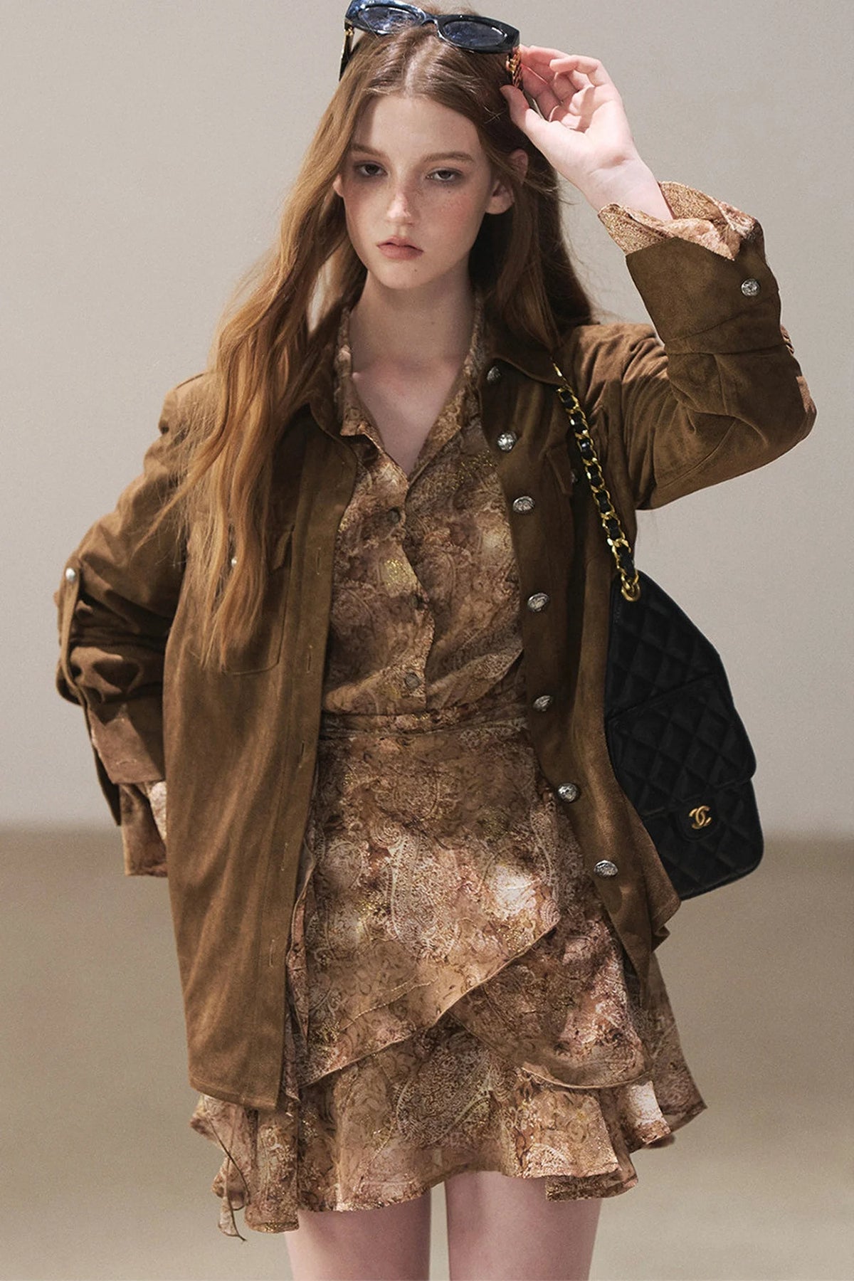 Brown Faux Suede Shirt Jacket