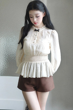 Brown High-Waisted A-Line Wide-Leg Shorts
