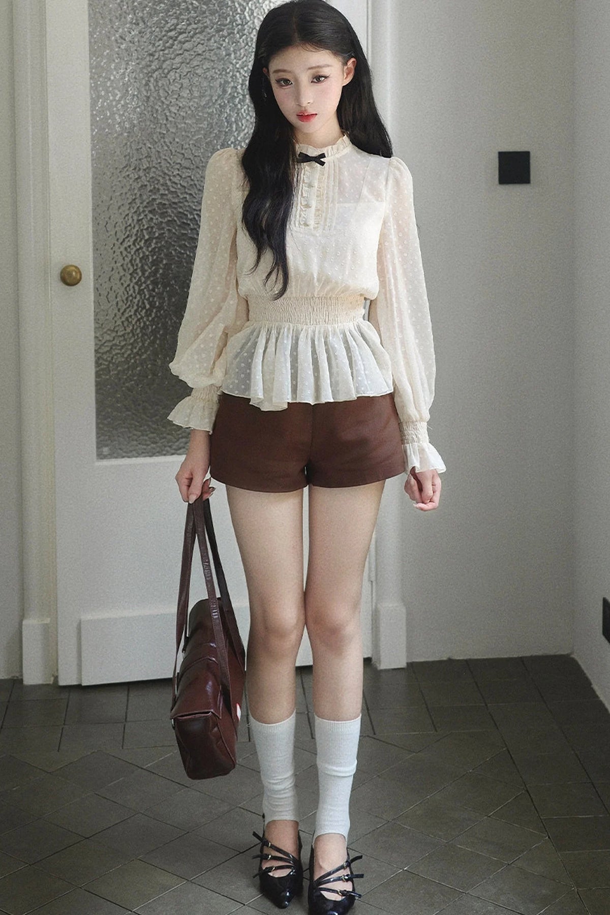 Brown High-Waisted A-Line Wide-Leg Shorts