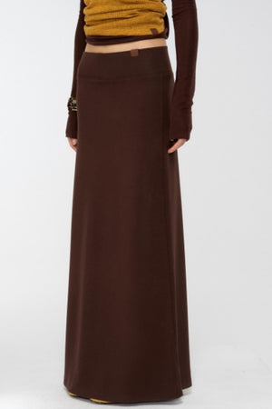 Brown Knit Relaxed Skirt