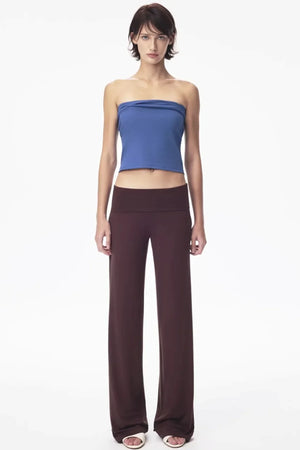 Brown Knit Slim-Fit Pants