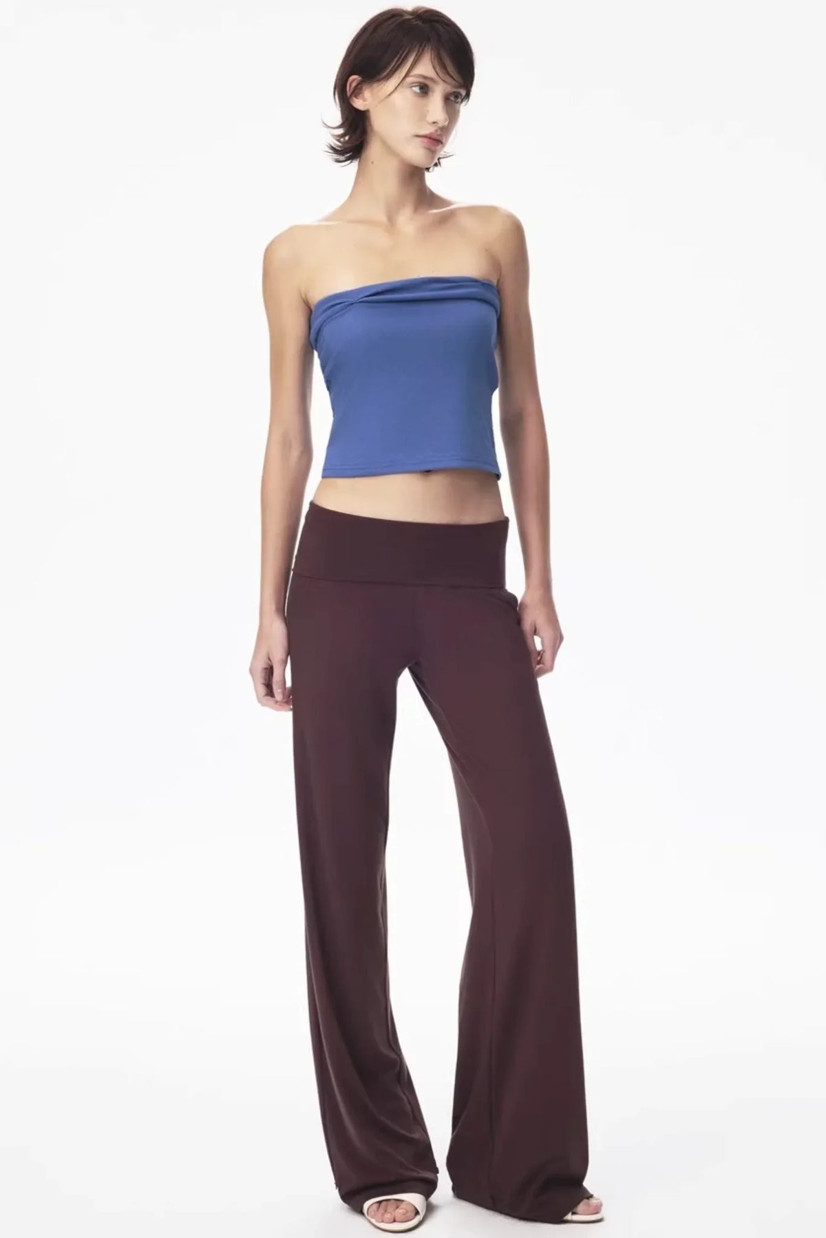 Brown Knit Slim-Fit Pants