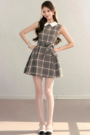 Brown Plaid Tank Dress
