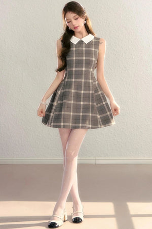 Brown Plaid Tank Dress