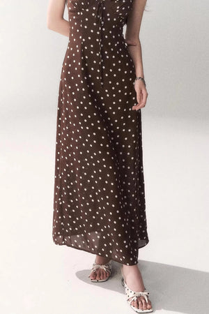 Brown Polka Dot Strap Dress