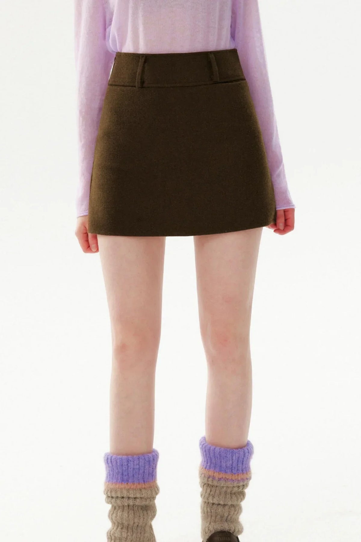 Brown Retro Woolen Skirt