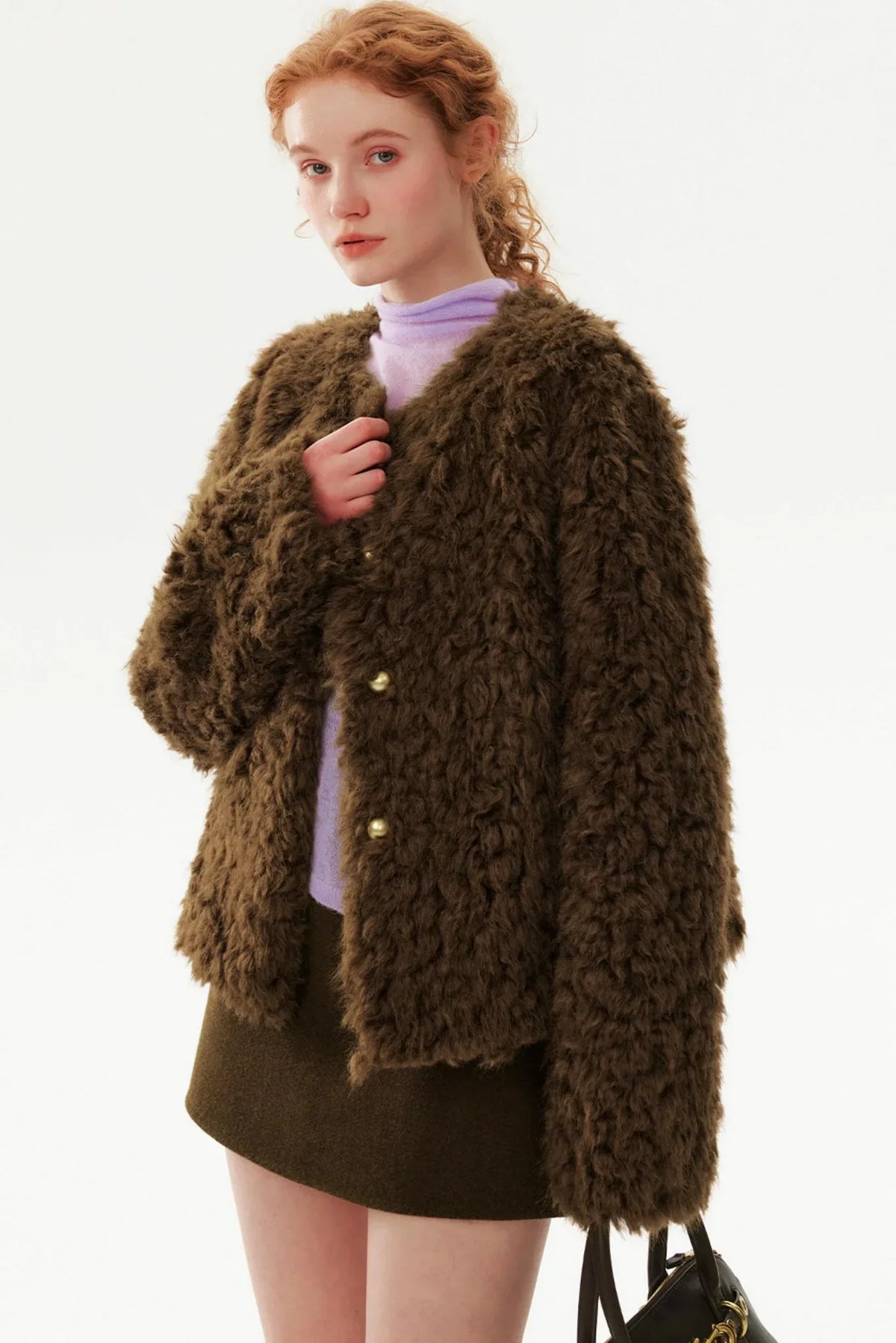Brown Retro Woolen Skirt