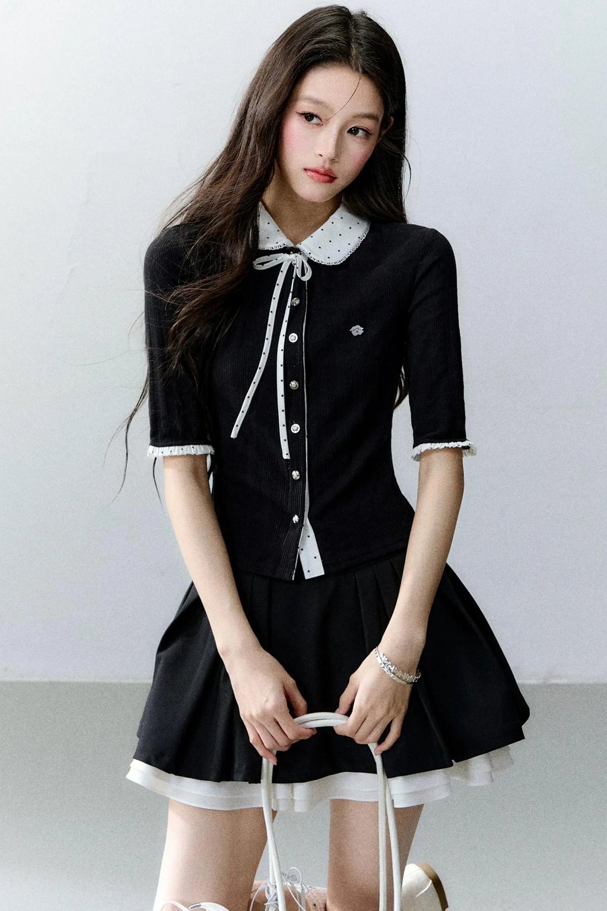 Brown Sugar Doll Collar Cardigan Top Set-Up