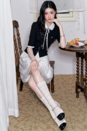 Brown Sugar Doll Collar Cardigan Top Set-Up