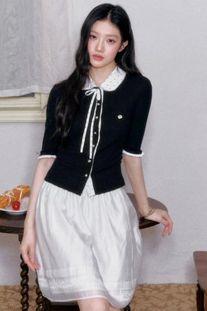 Brown Sugar Doll Collar Cardigan Top Set-Up