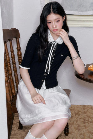 Brown Sugar Doll Collar Cardigan Top Set-Up