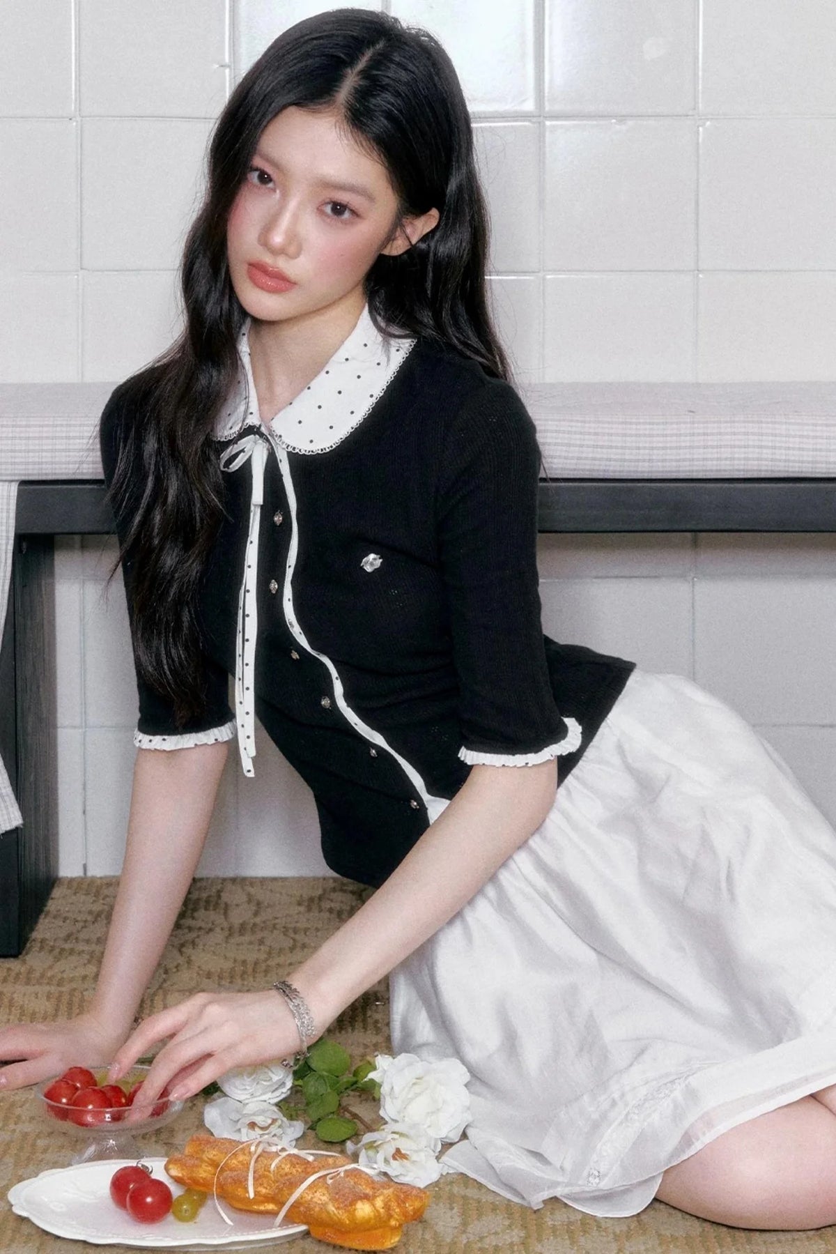 Brown Sugar Doll Collar Cardigan Top Set-Up