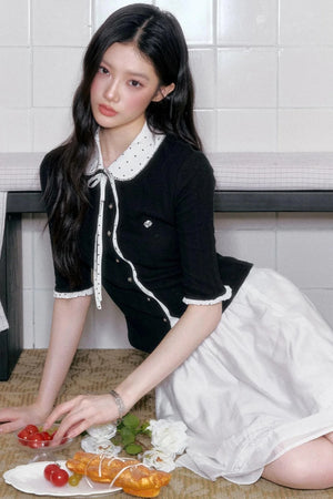 Brown Sugar Doll Collar Cardigan Top Set-Up