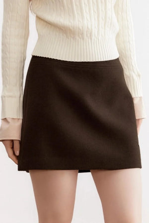 Brown Woolen A-Line Skirt