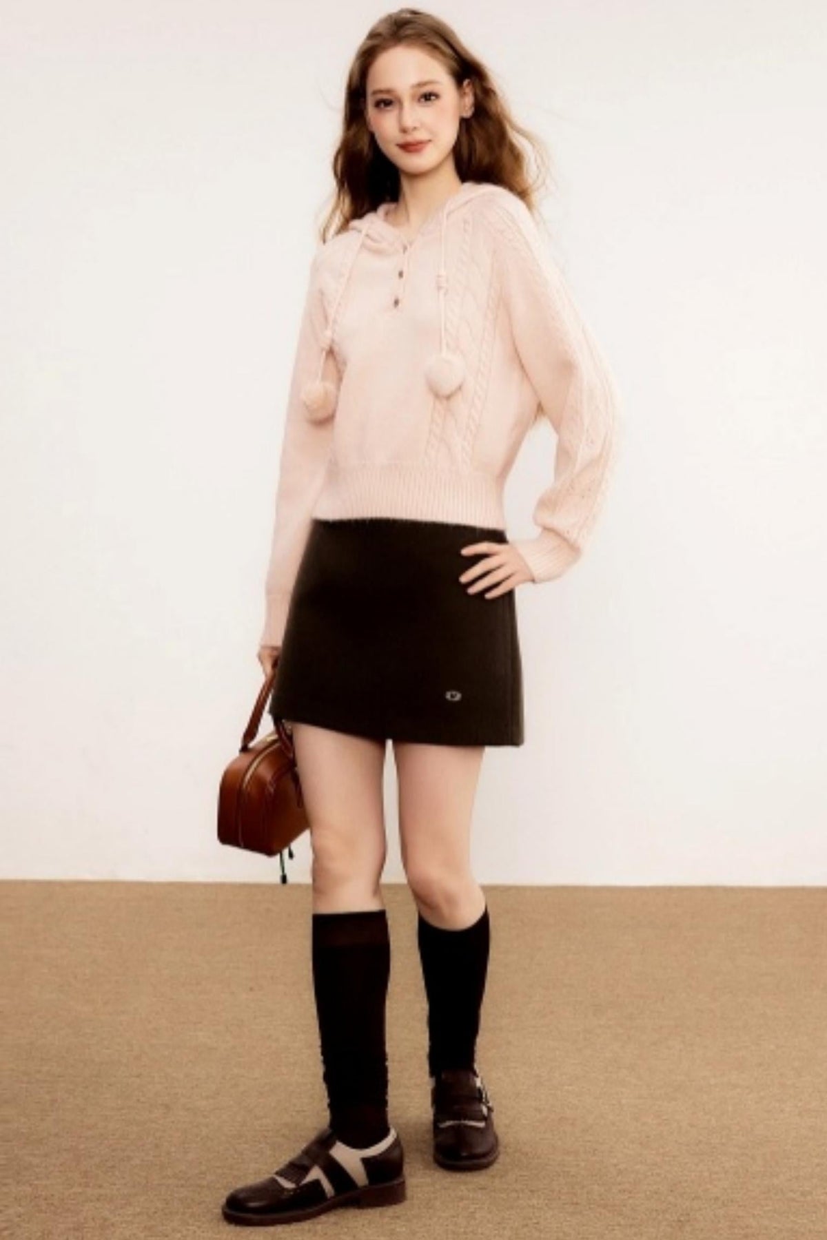 Brown Woolen A-Line Skirt