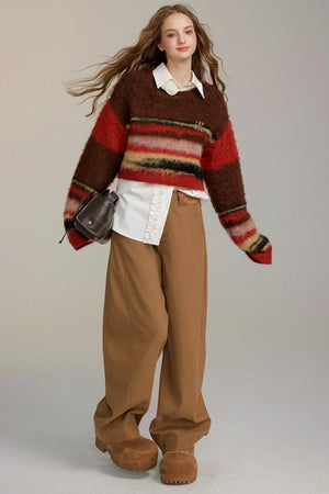 Brushed Color Bar Pullover Sweater