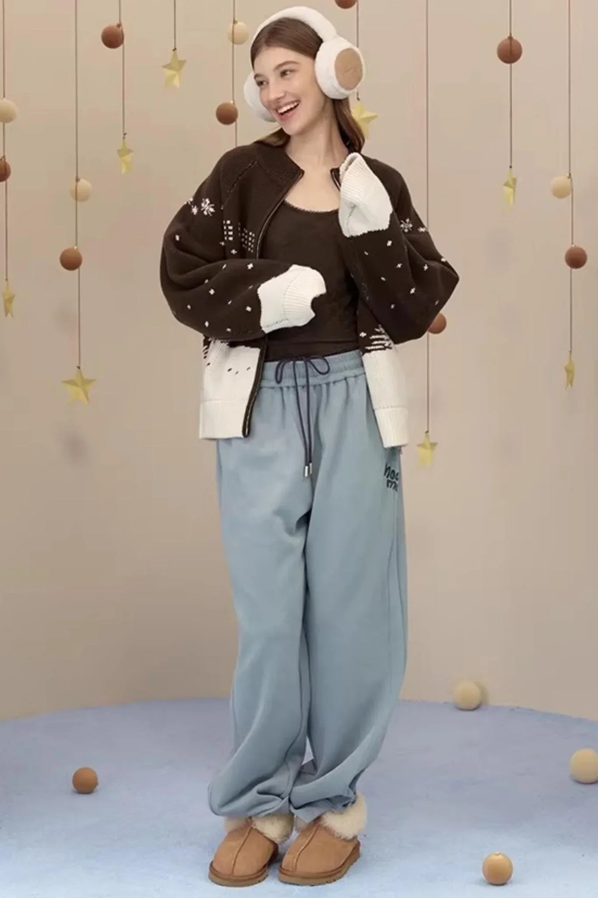 Brushed Fabric Printed Pants