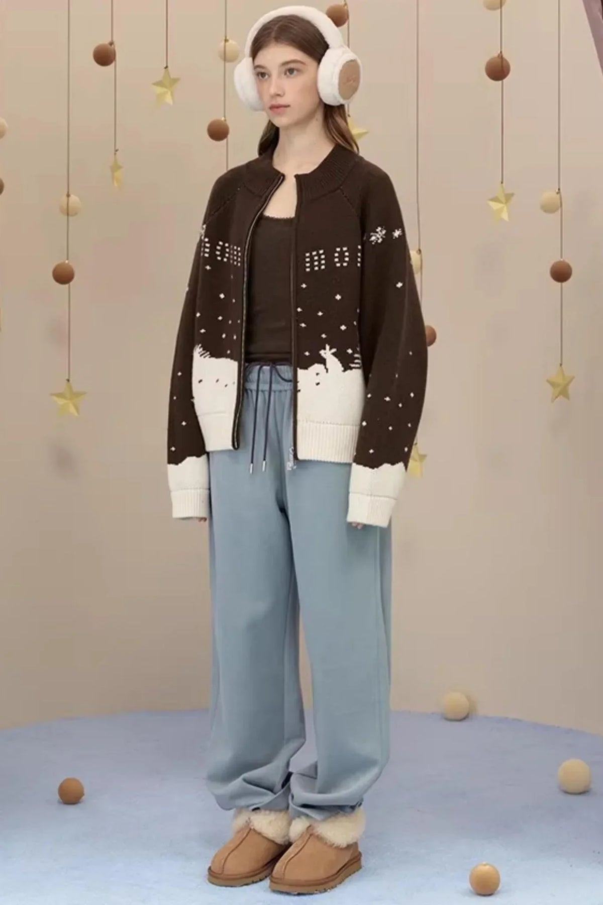 Brushed Fabric Printed Pants