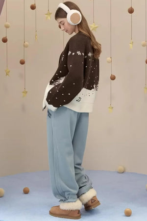 Brushed Fabric Printed Pants