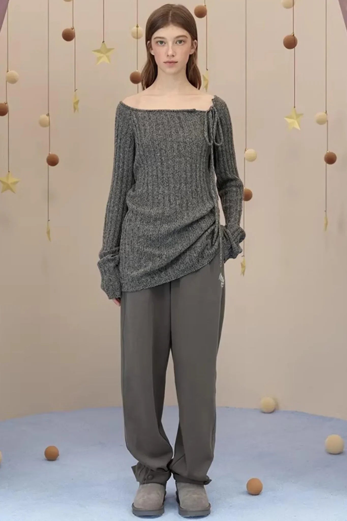 Brushed Fabric Printed Pants