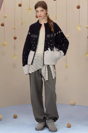 Brushed Fabric Printed Pants