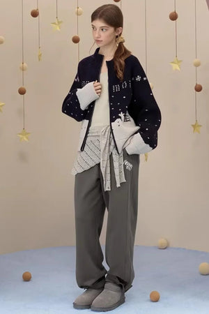 Brushed Fabric Printed Pants