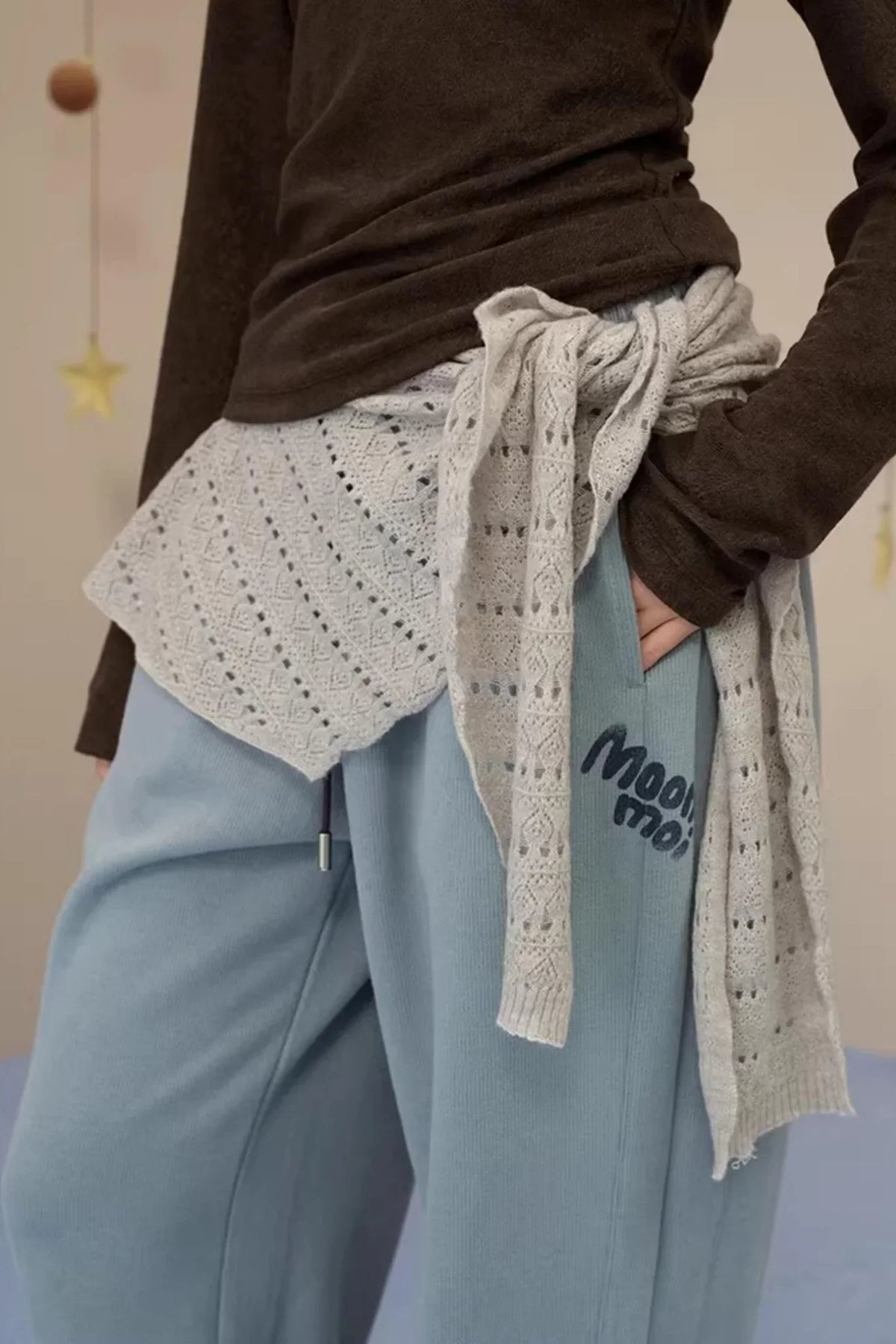 Brushed Fabric Printed Pants