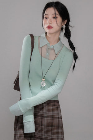 Brushed Plaid Brown Skirt