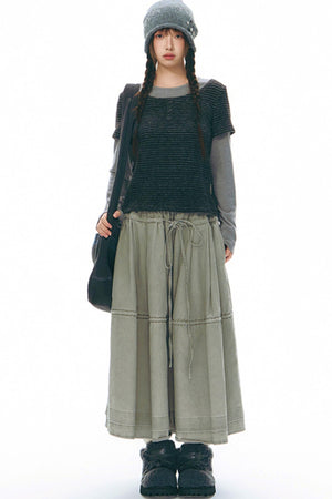 Brushed Stripe Round Neck Long Sleeve Top
