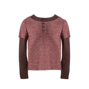 Brushed Stripe Round Neck Long Sleeve Top