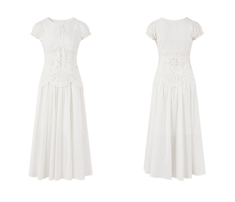 Bubble Sleeve White Dress
