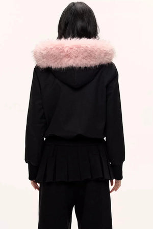 Burgundy Black Fur Collar Coat Set-Up