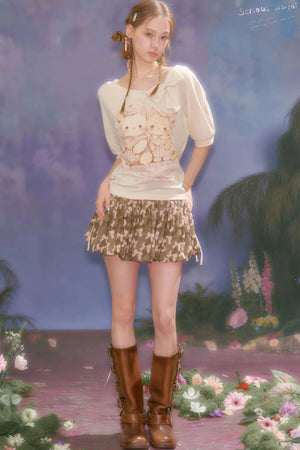 Butterfly Camouflage A-Line Skirt