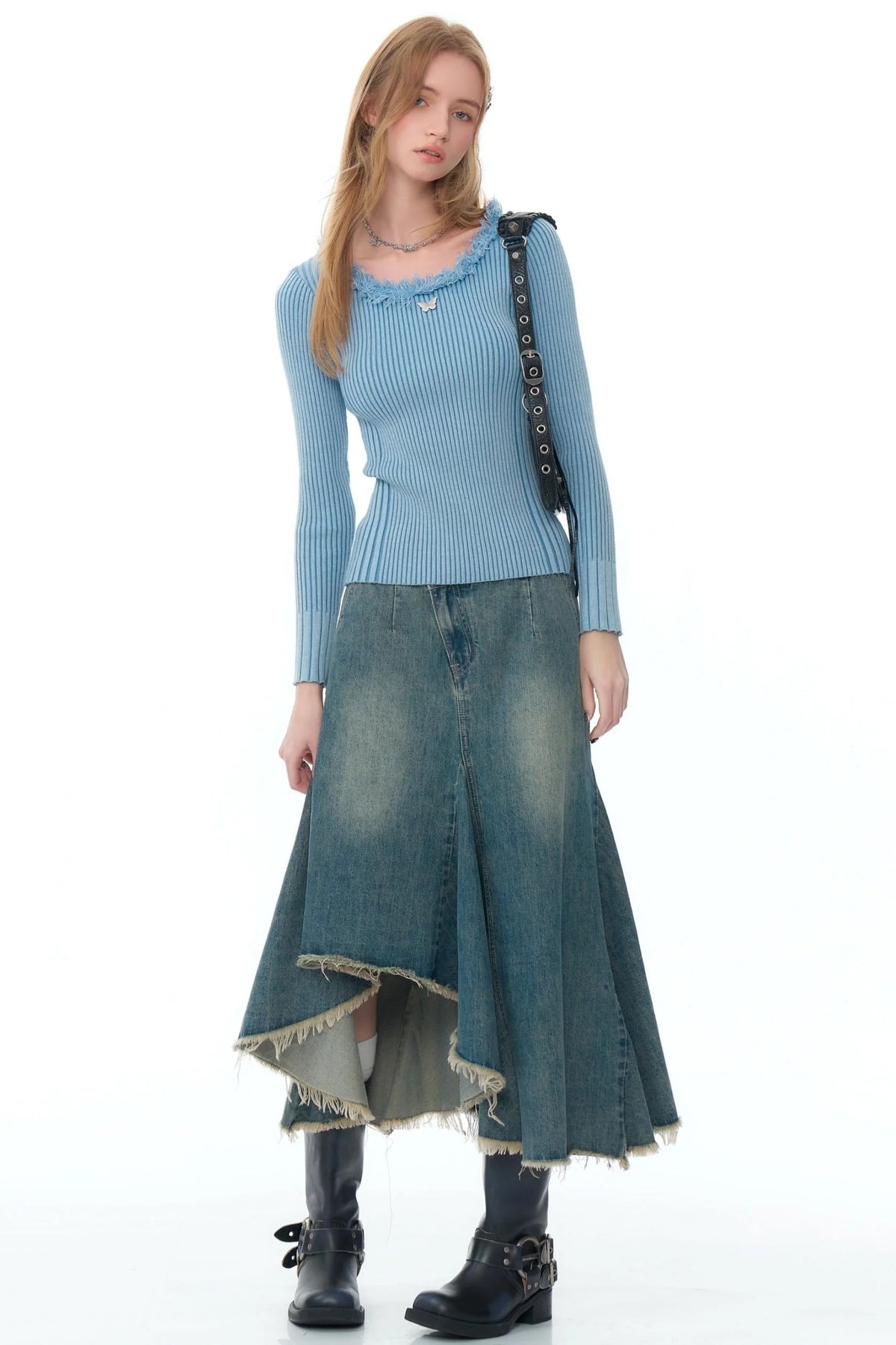Butterfly Design Slim Knitted Shirt