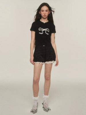 Butterfly Detail Lace Shorts Pants